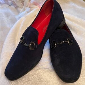 Sophisticated Navy Loafers with Chain Detail
